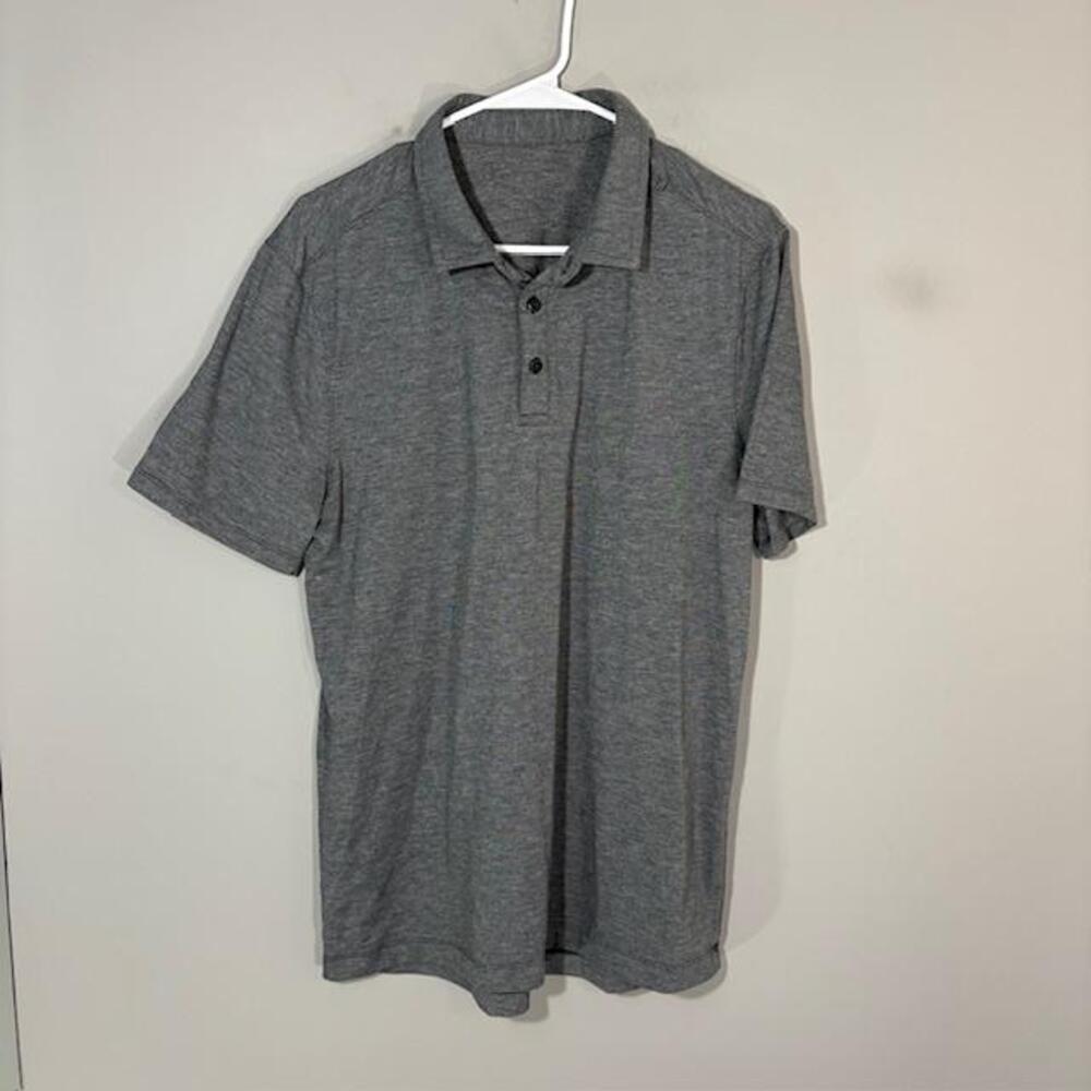 Lululemon Athletica Polo Shirt Mens Medium Gray Solid Performance Golf Top